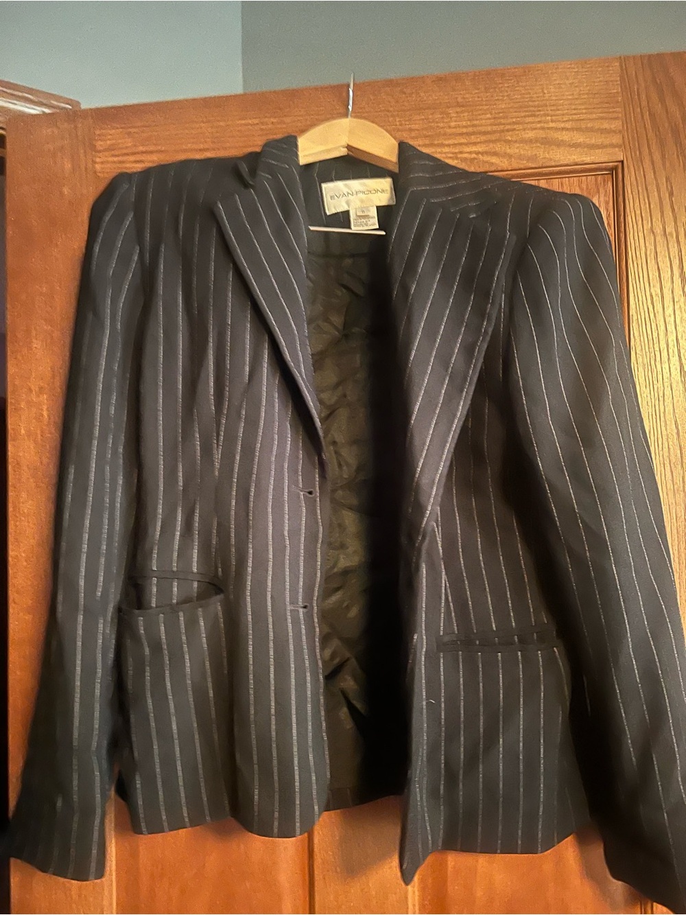 Evan Picone Black Pinstripe Suit Jacket